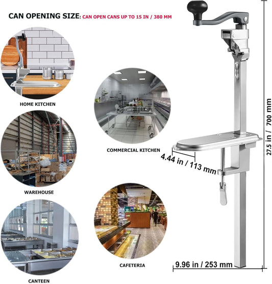 Commercial Can Opener Heavy Duty,27.5” Manual Can Opener for Large Cans Up to 17.9”, Tabletop Industrial Can Opener with Replaceable Blade for Restaurants, Bars, Canteens (27.5”)