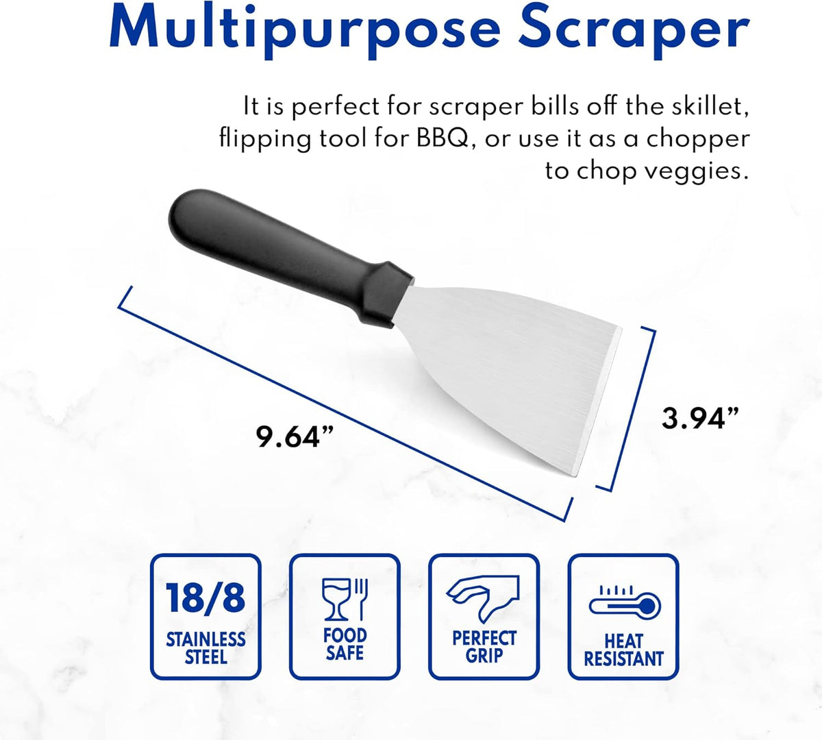 Stainless Steel Slant Edge Grill Scraper