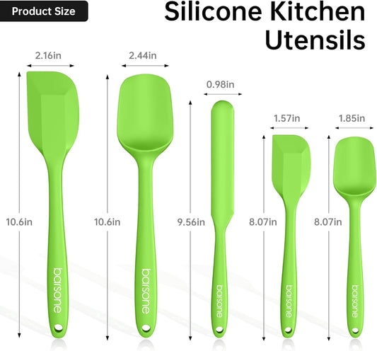 Silicone Spatula Set 5-Piece, Heat Resistant 446°F, BPA Free | Multi-purpose kitchen tools for cooking, baking and mixing, suitable for cakes, pizza, dough and more.