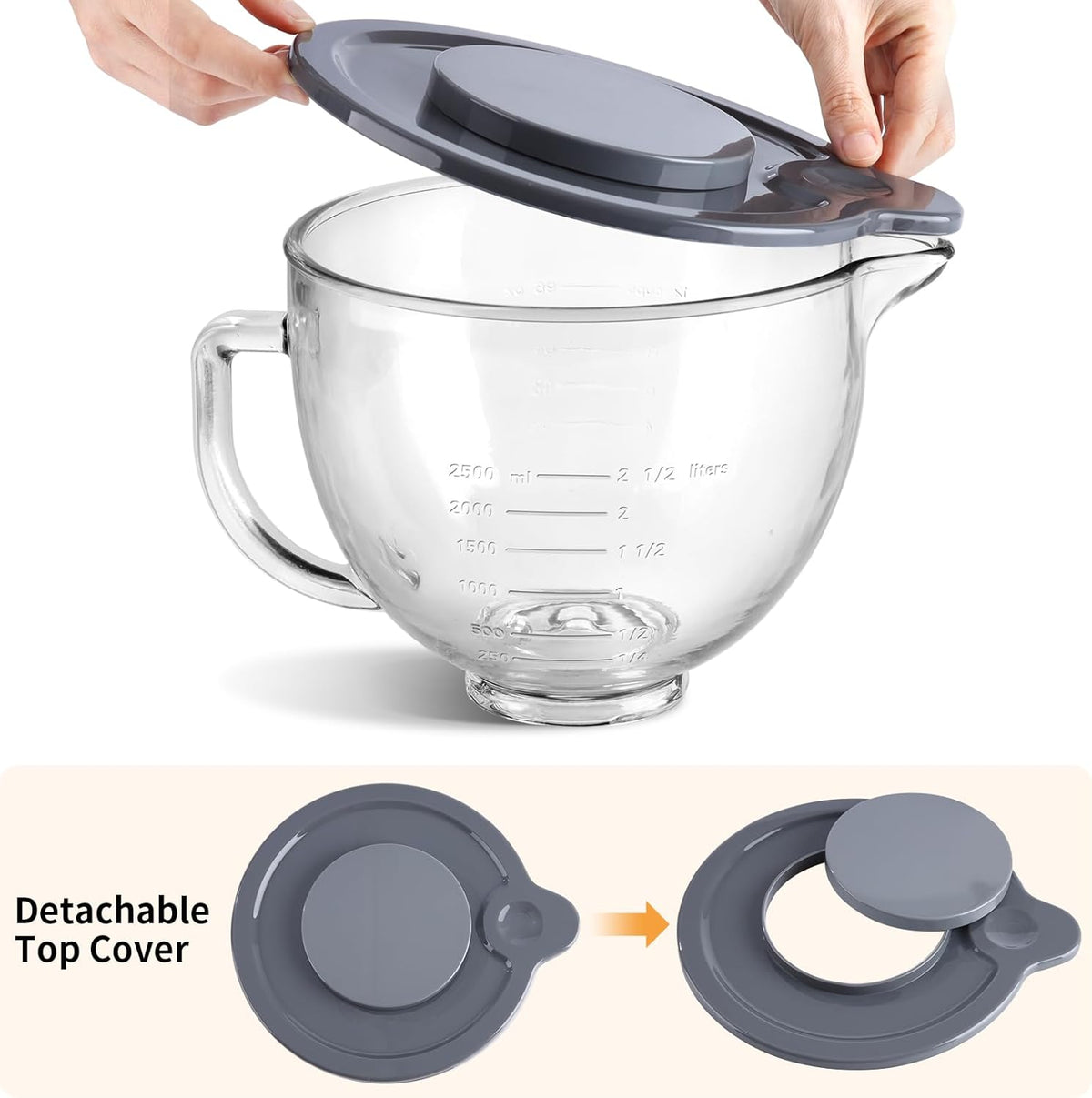 Glass Bowl for KitchenAid 4.5-5 Quart Tilt-Head Stand Mixer,Replacement with KitchenAid Artisan Mixer Glass Bowl | Glass Mixing Bowl for KitchenAid Artisan Mixer