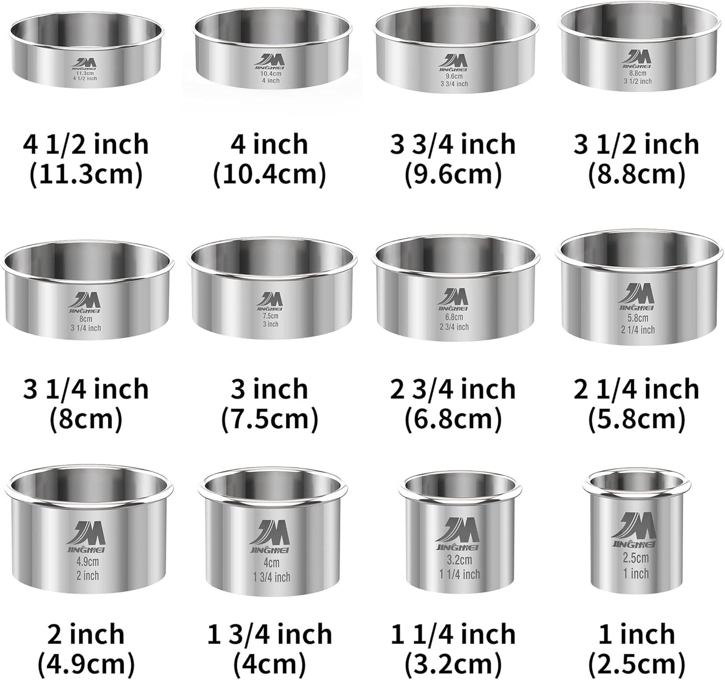 5 Pieces Circle Biscuit Cutter,Professional Stainless Steel Round Cookies Mold Tool with Handle for Baking GIFT Package
