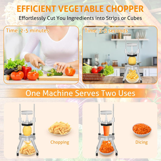 Commercial Vegetable Chopper Fruit Dicer Manual Food Cutter 3/8" | Commercial Onion Chopper, 420 Stainless Steel Vegetable Fruit Cutter Machine, Manual Food Chopper, For Home Or Commercial Use