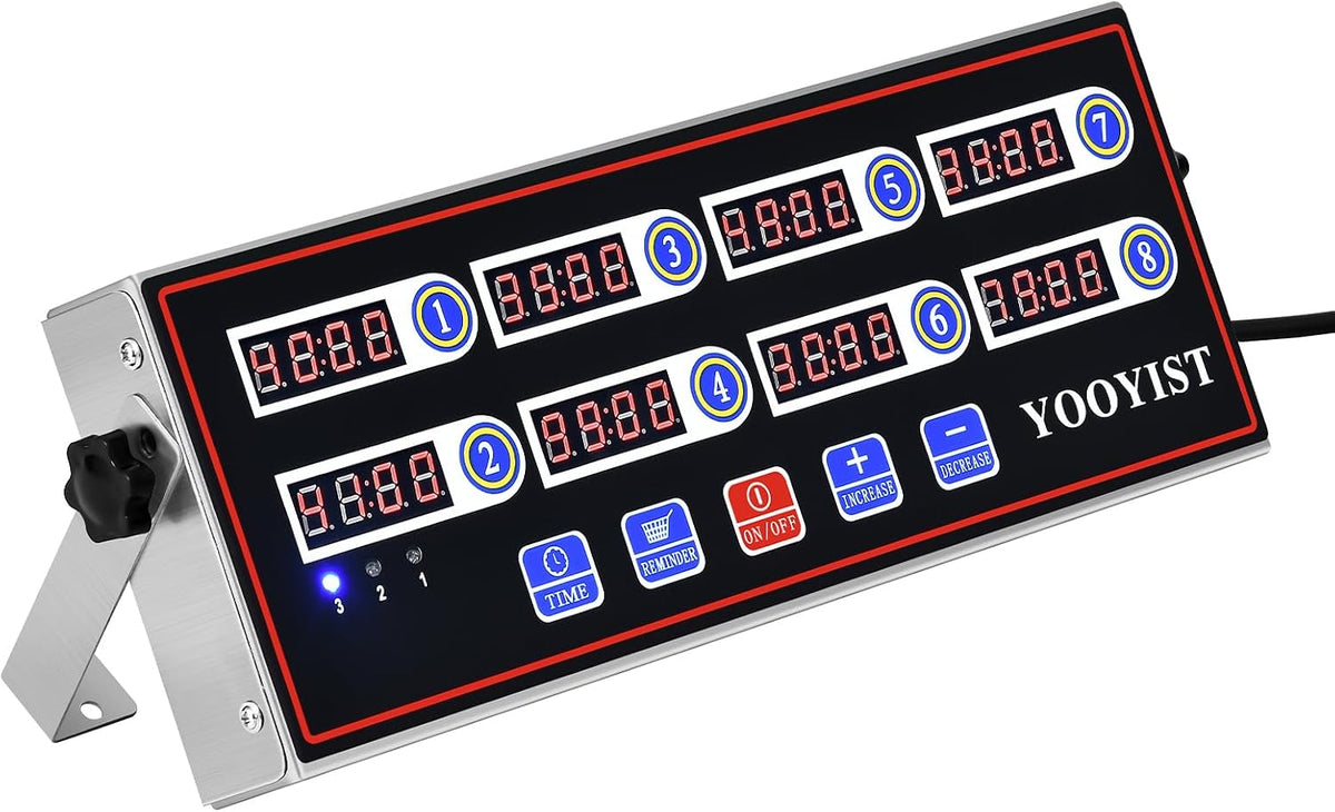8-Channel Commercial Kitchen Timer Loud Alarm Digital Cook Timer