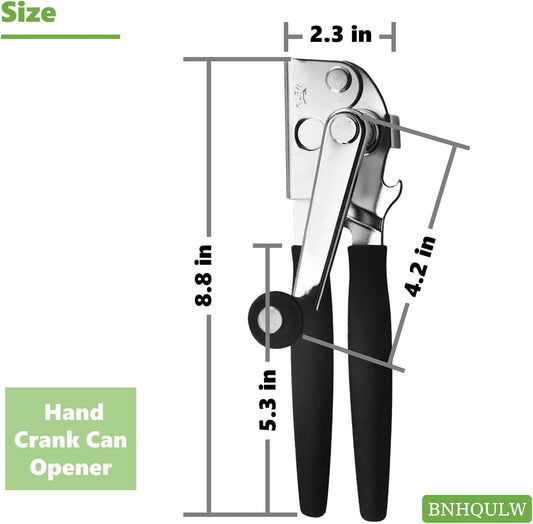 Commercial Can Opener Heavy Duty, Black Swing Grips. | Hand Can Opener Manual, Stainless Steel for Restaurant and Home, Black Swing Grips,for Most Bulk Size Cans.