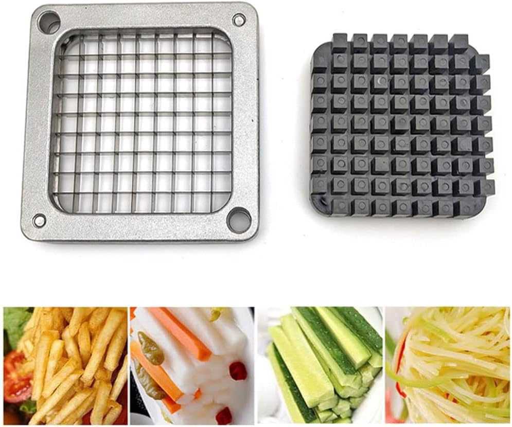 French Fry Cutter Chopper Blades Replacement, Commercial Vegetable Cutter Dicer Blade Stainless Steel Blade&Pusher Block Set for Cutting Potatoes Onions (1/4-inch, Replacement Cutter Blade)