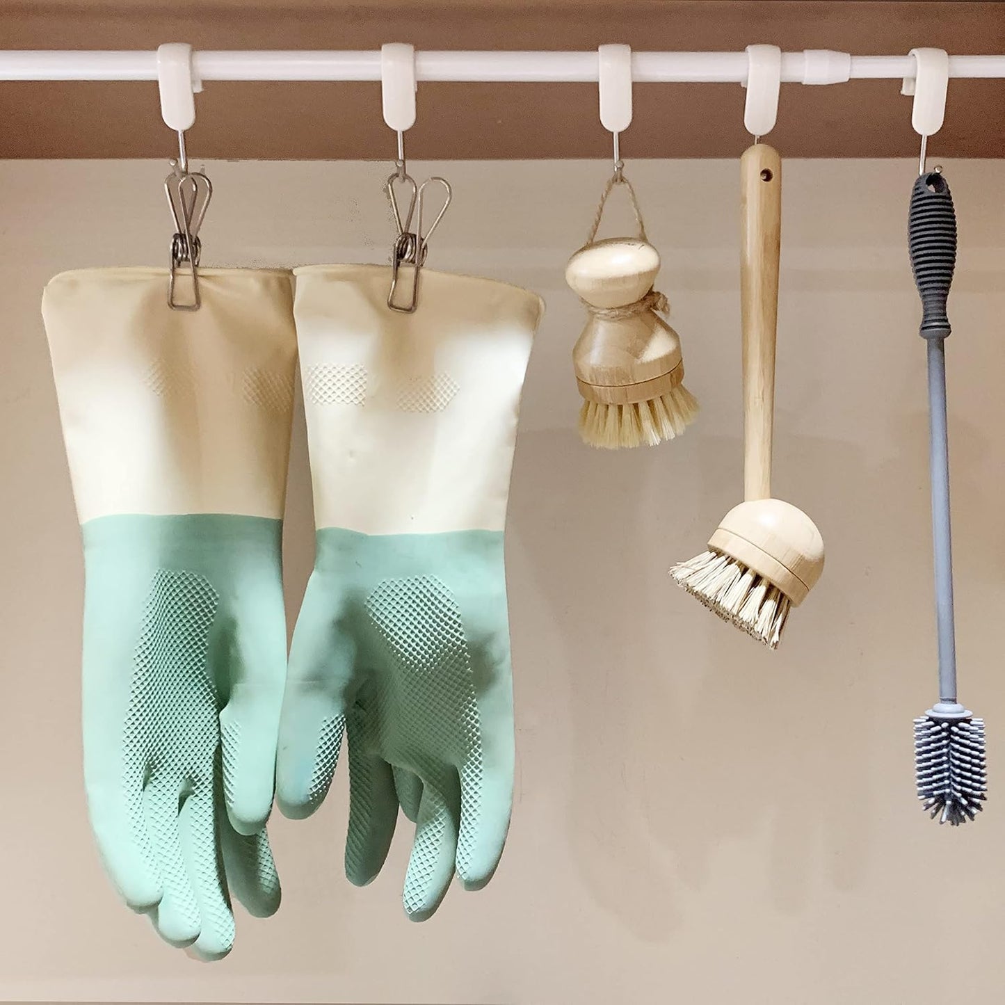 Long Coconut Dish Brush Plant-Based Vegan for Kitchen Bathroom Cleaning Produce Washing Dishes (Long Dish Brush & Coconut Brush Head)