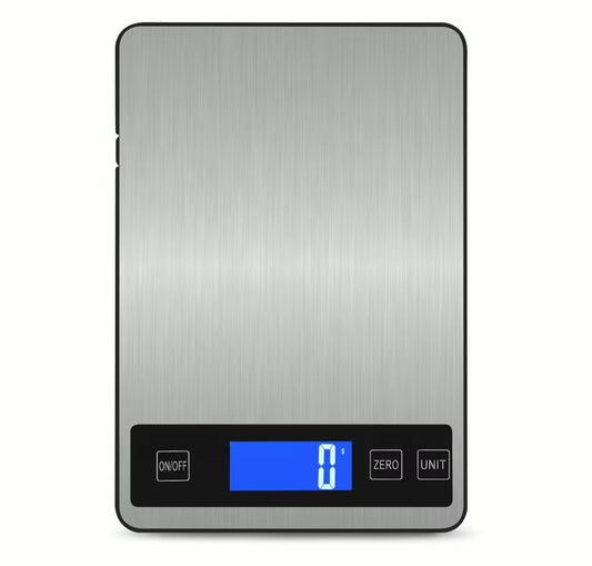 Digital Kitchen Scale 5kg/11lb – Food Scale with LCD Display, Zero Button, 6 Units, Stainless Steel Surface – 1g Precision, Battery Powered – for Cooking, Baking, Meal Prep