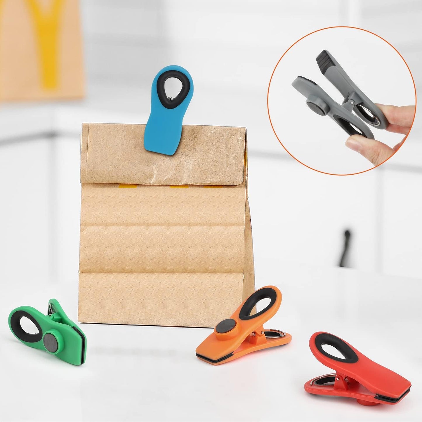 Chip Clips, Magnetic Bag Clips with Air Tight Seal for Food Storage, 12 Pieces, Neutral Color