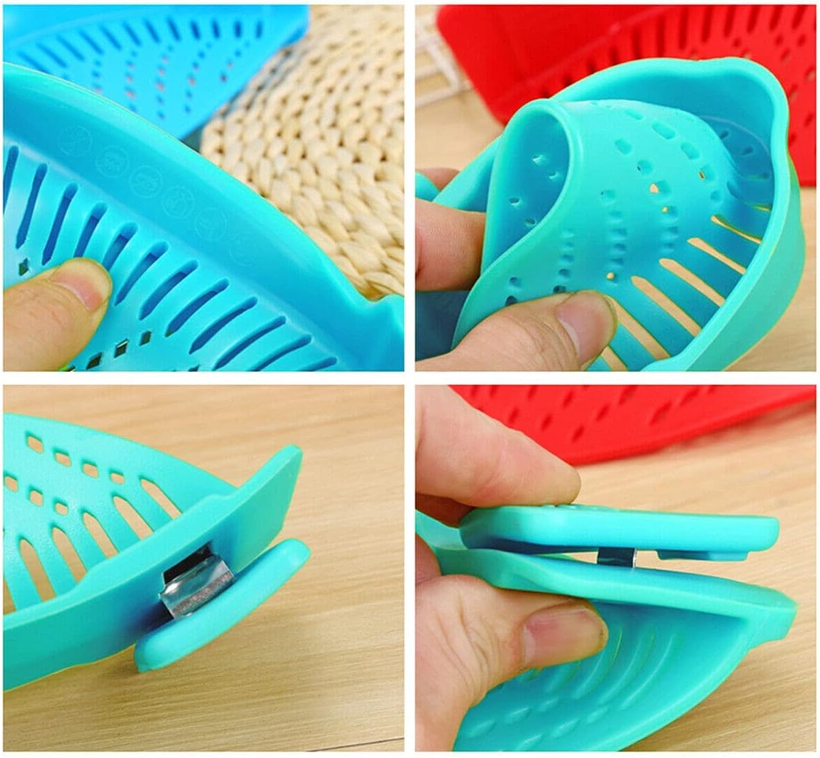 2 Pcs Clip on Strainer, Pot Strainer for Pasta Meat Vegetables Fruit, Silicone Strainers - Fit All Pots Bowls.