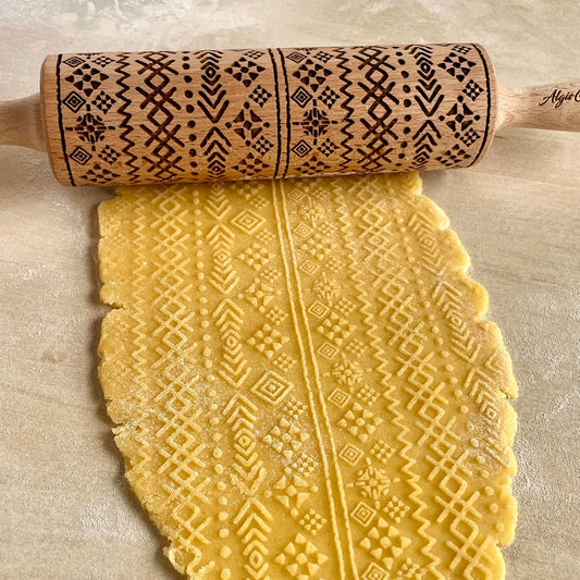 BEEHIVE Embossing Rolling Pin with Pattern. Laser Engraved Embossing Dough Roller for Homemade Cookies and Pottery by Algis Crafts