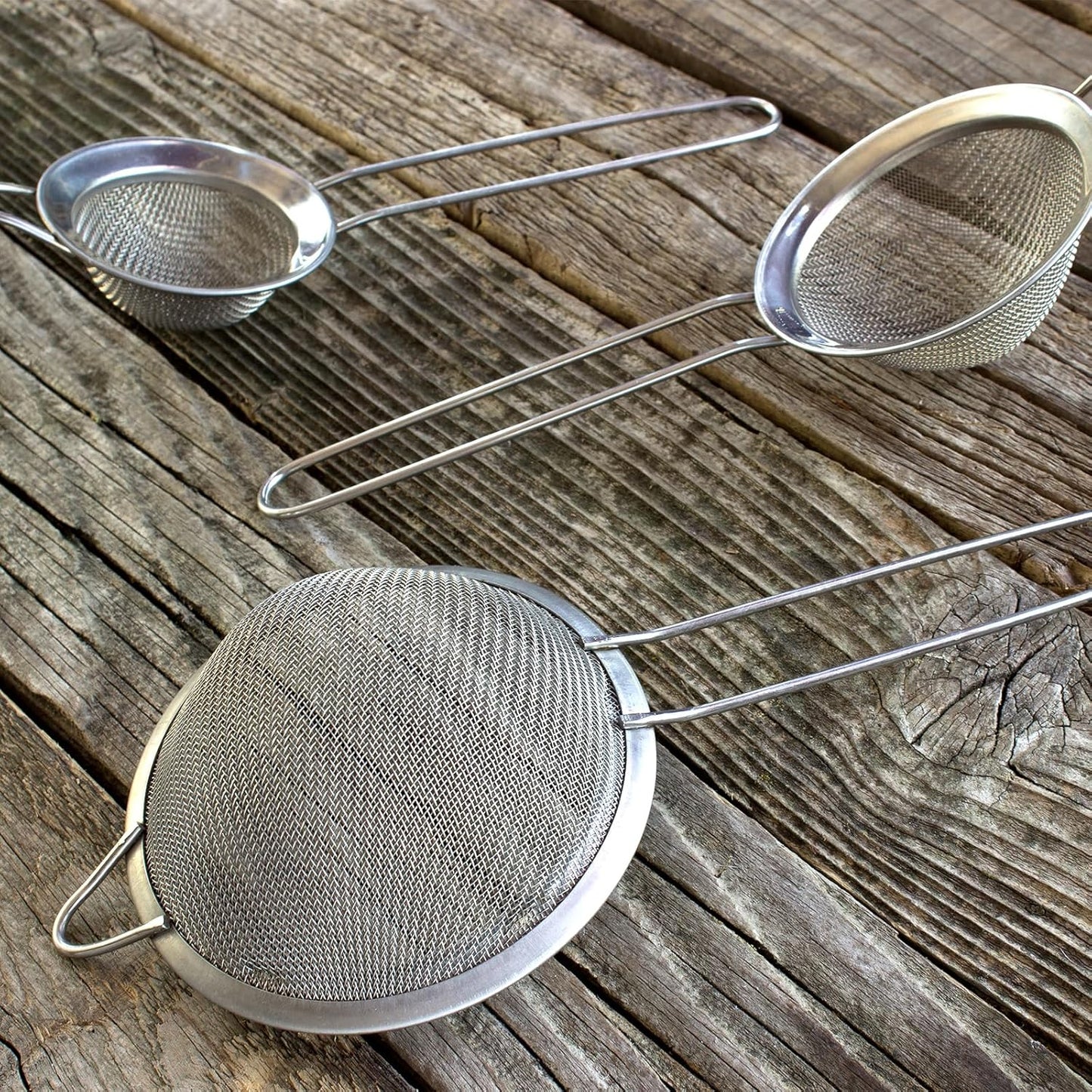 6 Pcs Fine Mesh Strainers with Handle, Stainless Steel Sifter Small Medium Large Strainer Set, Metal Sieve for Baking Flour, Tea, Cocktail, Juice