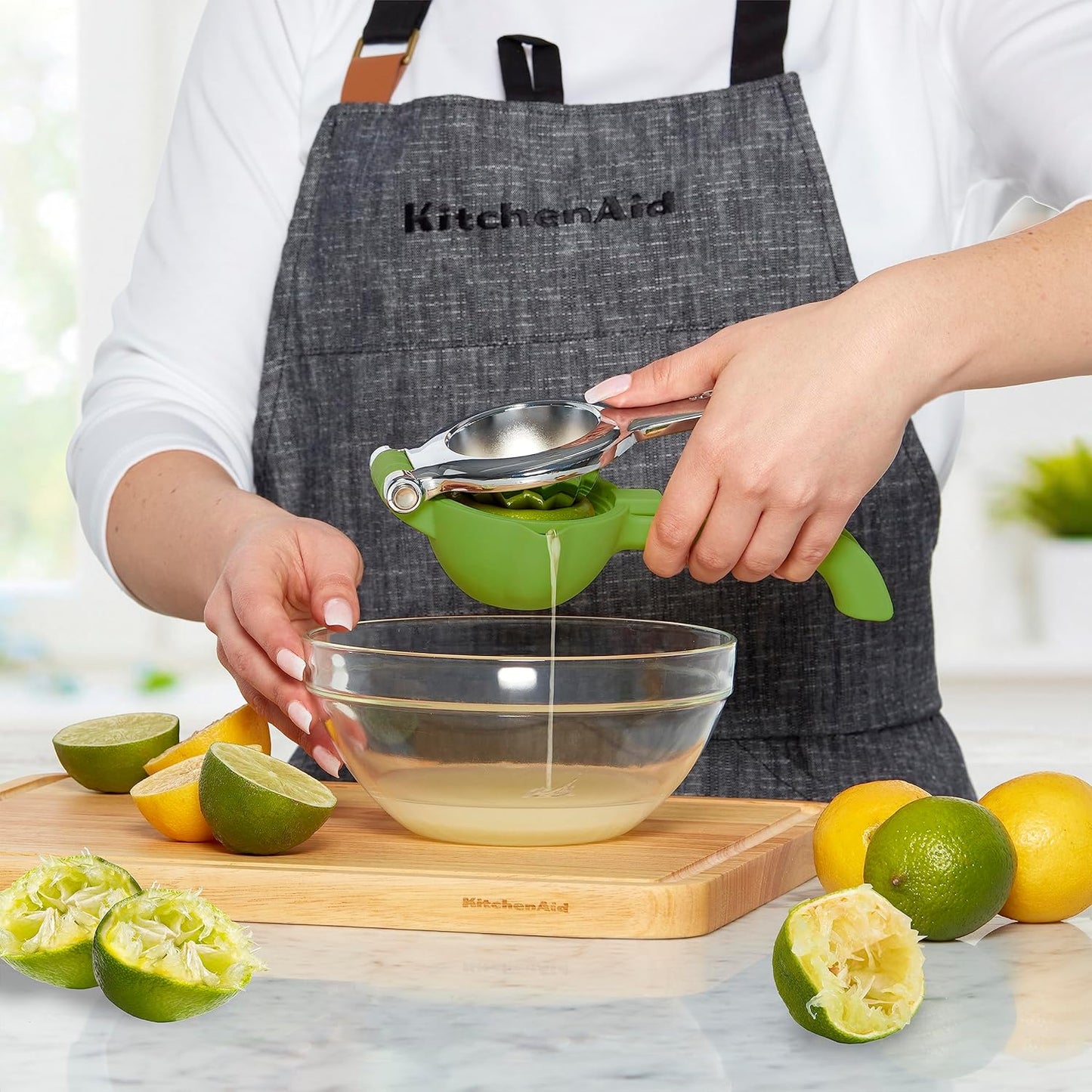 KitchenAid Citrus Juice Press Squeezer for Lemons and Limes with Seed Catcher and Pour Spout, Lemon, 8 Inch