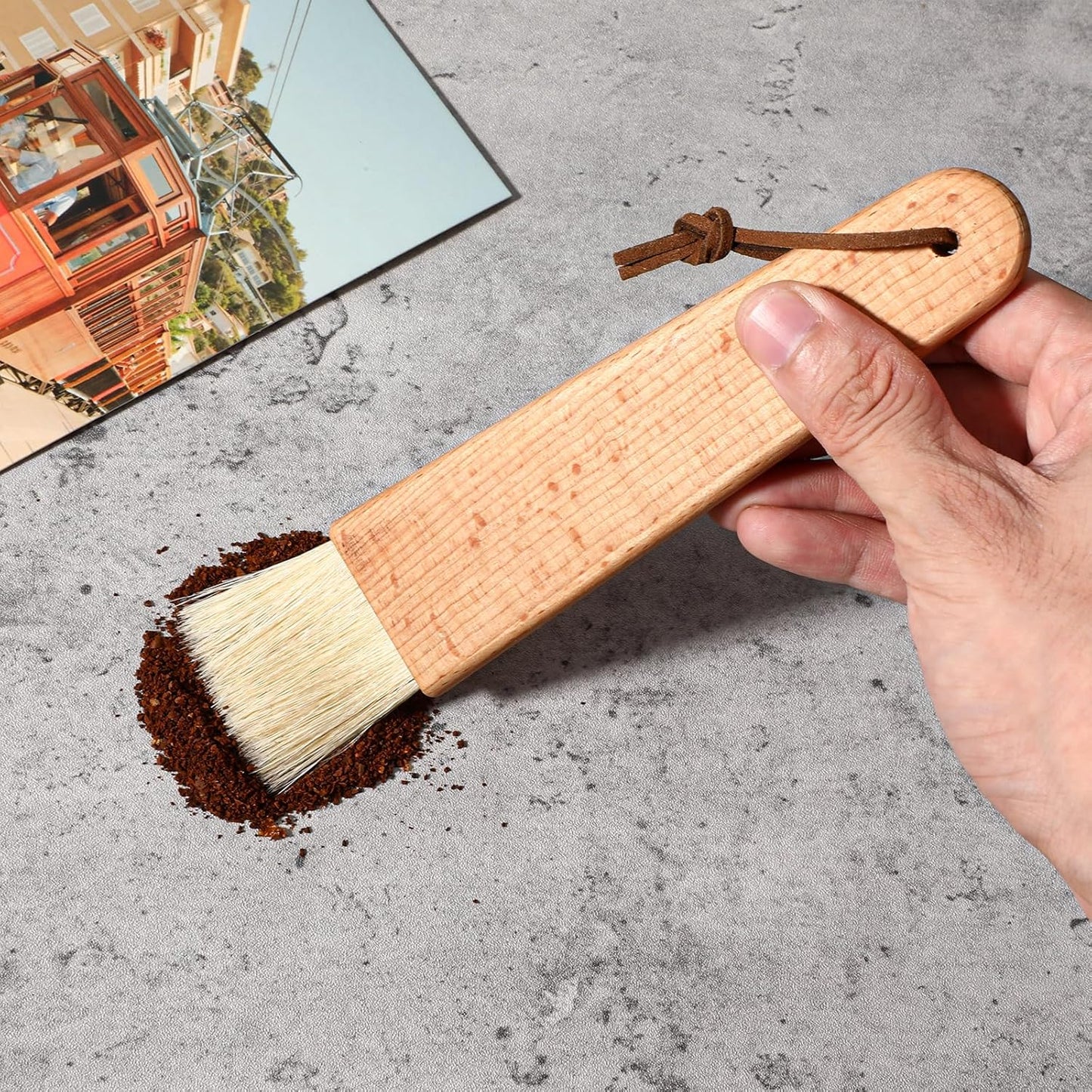 Pastry Brush with Beech Wood, Natural Boar Bristle Basting Brush for Cooking Flat Food Brushes for Spreading Butter Oil Sauce Barbecue Baking Kitchen Cooking