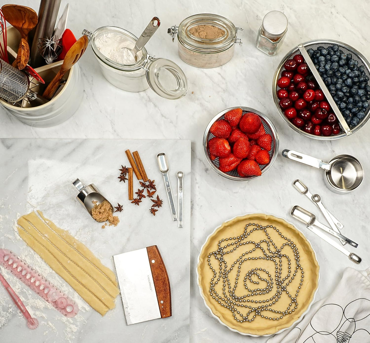 RSVP International Endurance Kitchen Collection, Pastry Baking Accessories, Bench Scraper, Stainless Steel