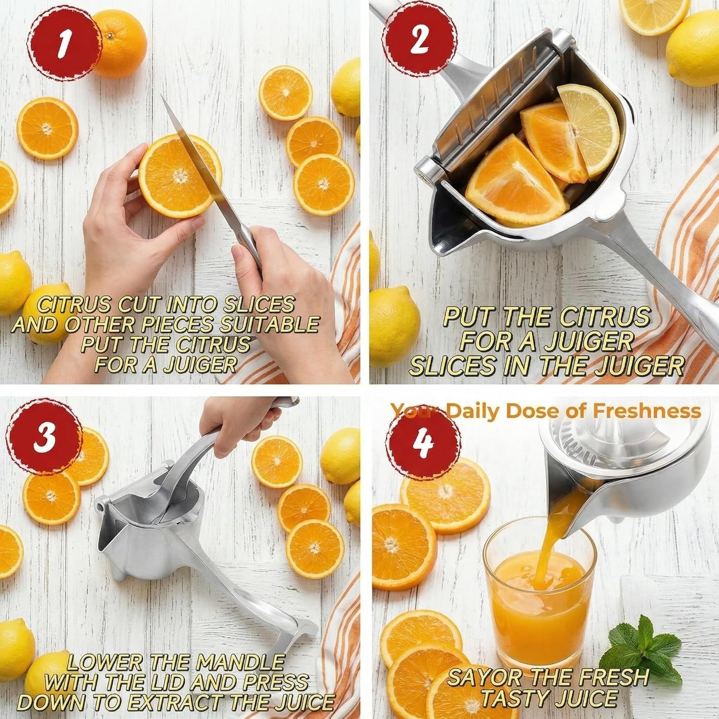 2026 New Model Manual Juicer Press, Aluminum Alloy Lemon Squeezer & Citrus Pomegranate Grapefruit Extractor, 0.6L Capacity, Ergonomic Non-Slip Grip for Easy Cleaning, Kitchen Juice Tool.