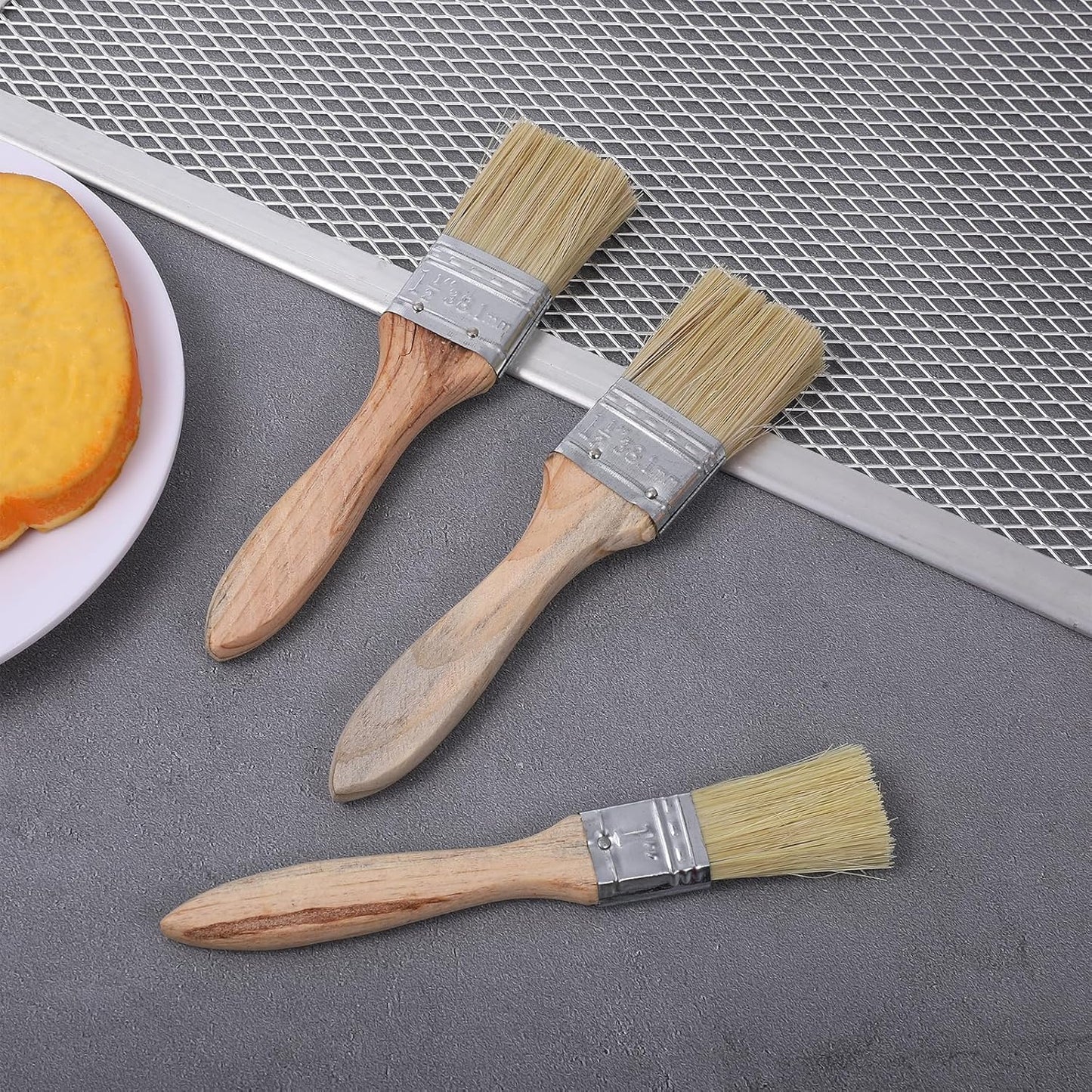 3 Pcs Pastry Brush Basting Brush BBQ Brushes Boar Bristles Wooden Handle Brushes for Applying Marinades, Sauces, Oils, Egg and Baking (1 Inch, 1 1/2 Inch)