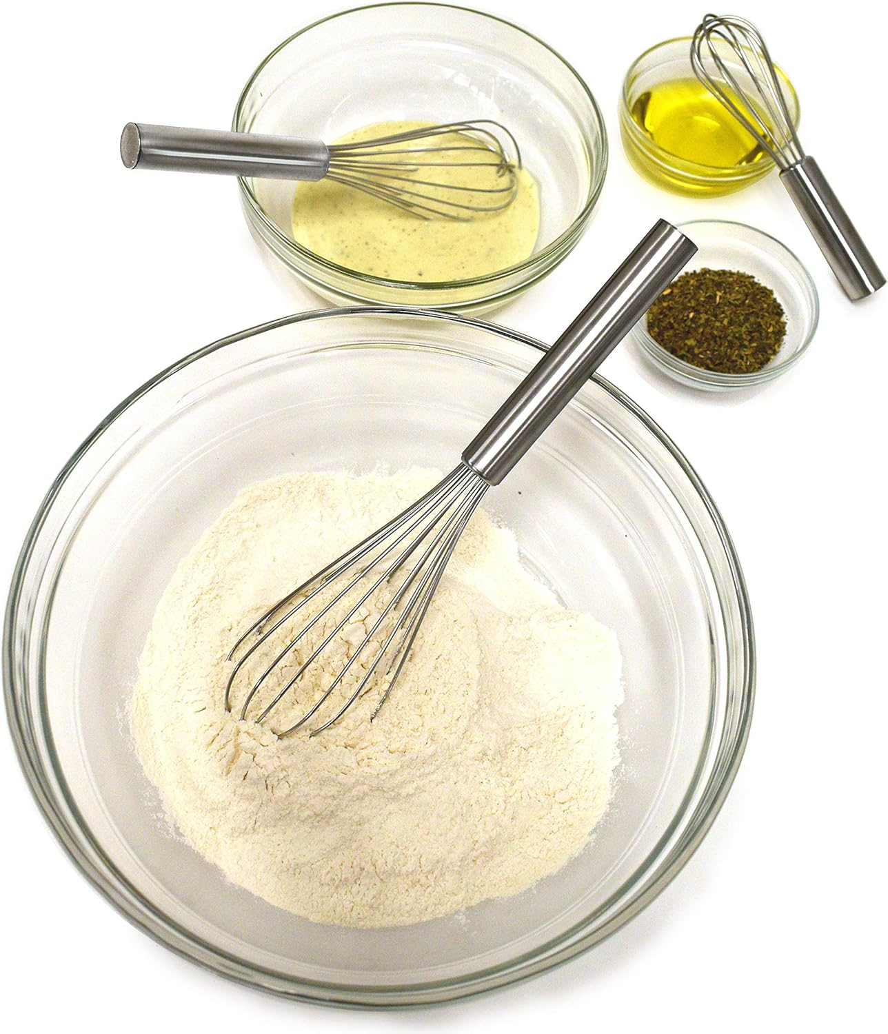Norpro Balloon Wire Whisk Set of 3 Stainless Steel Stir/Mix/Beat 6" /8"/ 10"