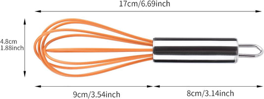 Multi-Color Mini Silicone Kitchen Whisks with Stainless Steel Handles Milk Beater Egg Beater Balloon Whisk for Blending Stirring Whisking and Beating(6.2in, Four colorsl, 8)