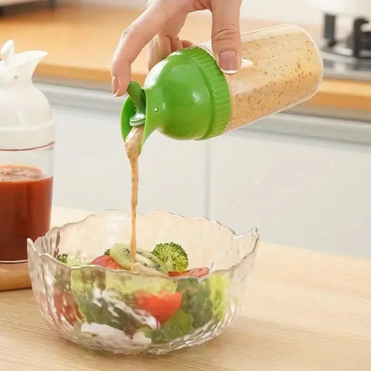 Salad Dressing Shaker Container, Pour Spout, LeakprooF, Dishwasher Safe, Homemade Oil and Vinegar Salad Dressing Bottle Mixer Dispenser (Green)