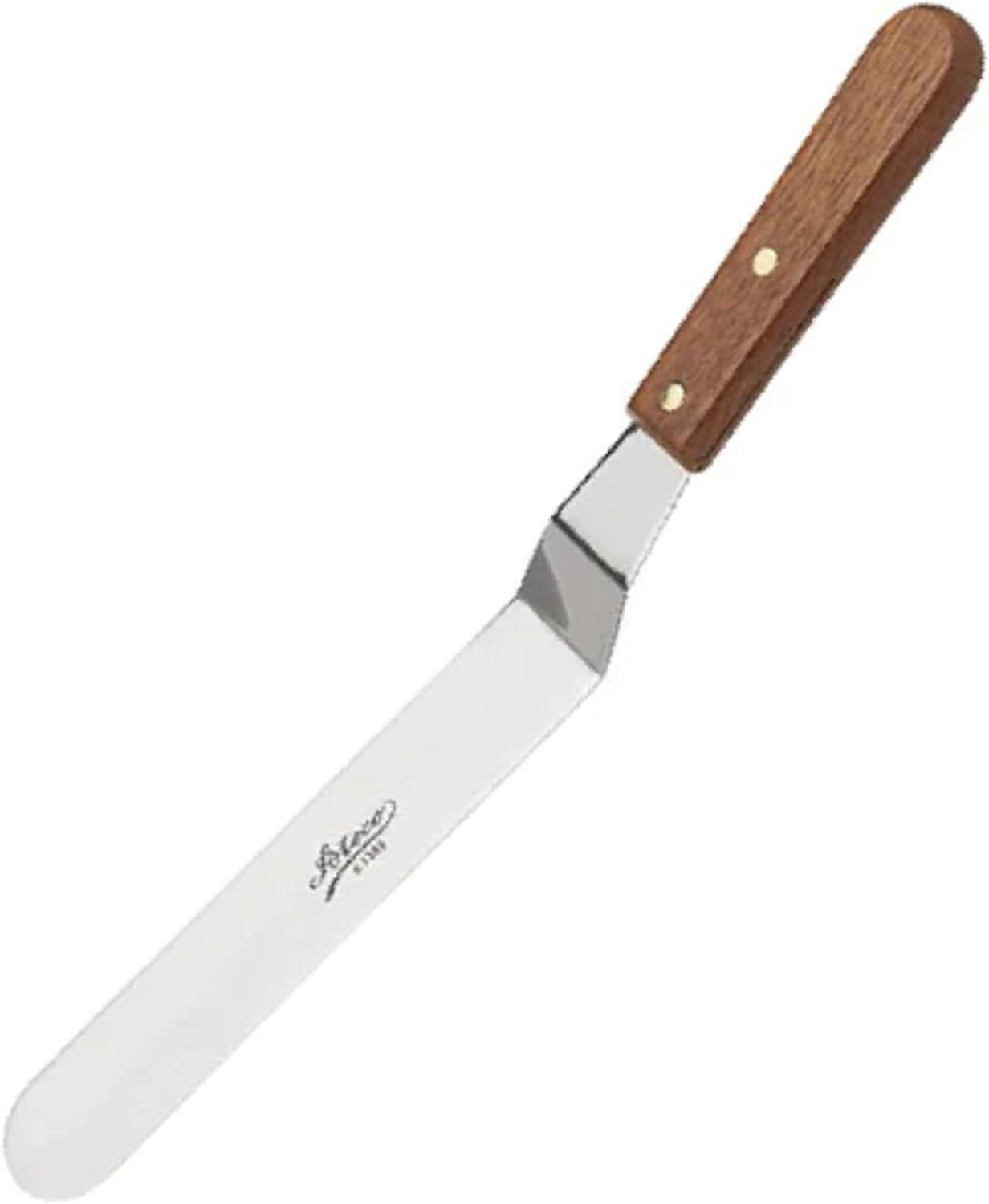 Offset Spatula with 9.75-Inch Stainless Steel Blade, Wood Handle, Silver