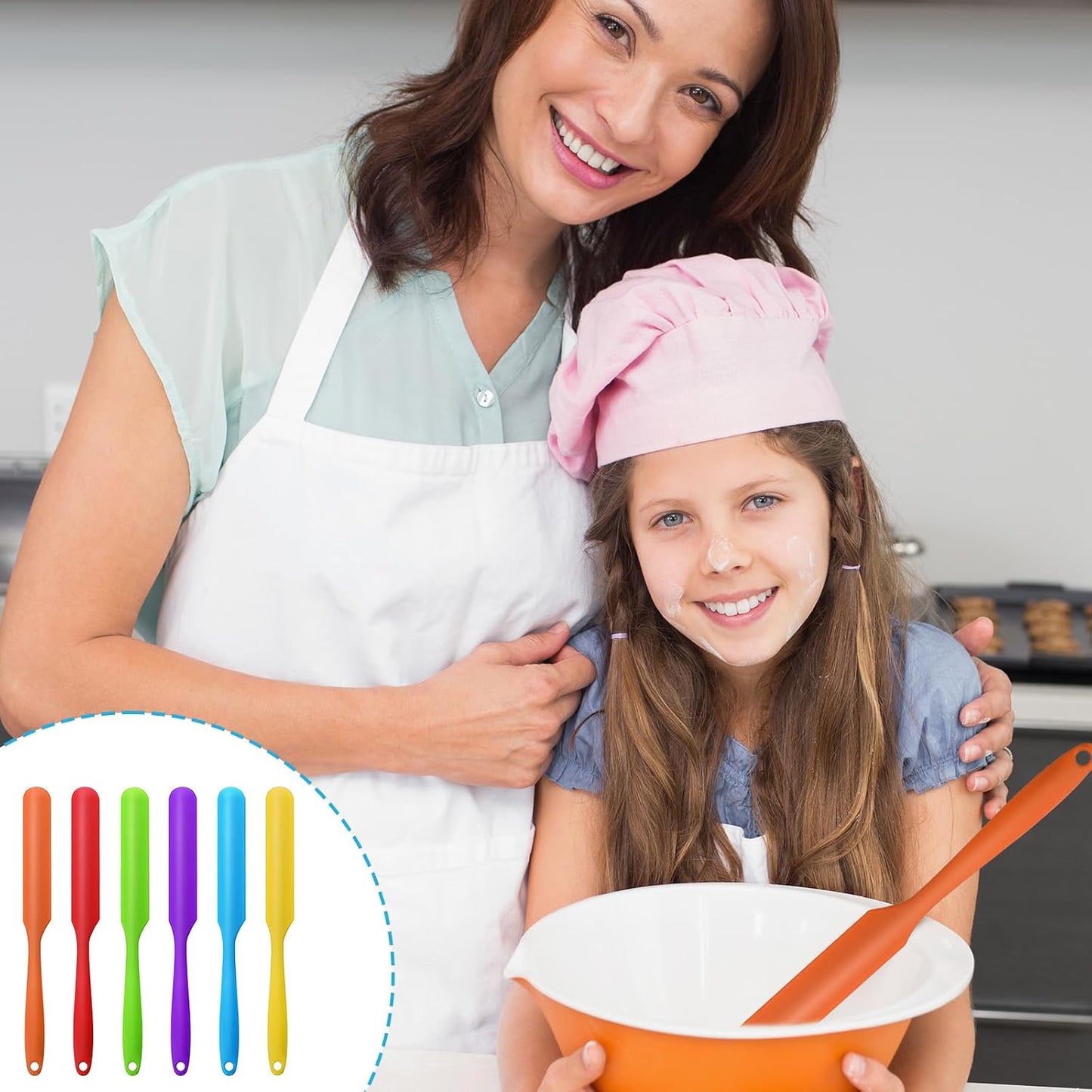 24 Pcs Silicone Jar Spatula Set Heat Resistant Silicone Jar Spatula Flexible Non Stick Jam Spatula with Long Handle Mixing Batter Scraper for Butter Cake Cream Icing Cooking Kitchen Baking