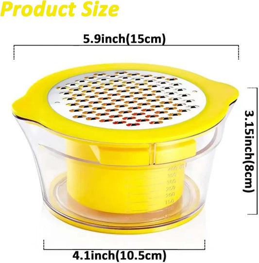 Corn Stripper, Corn Peeler with Measuring Container, 2-in-1 Kernel Cutter and Grater for Garlic Ginger, Yellow