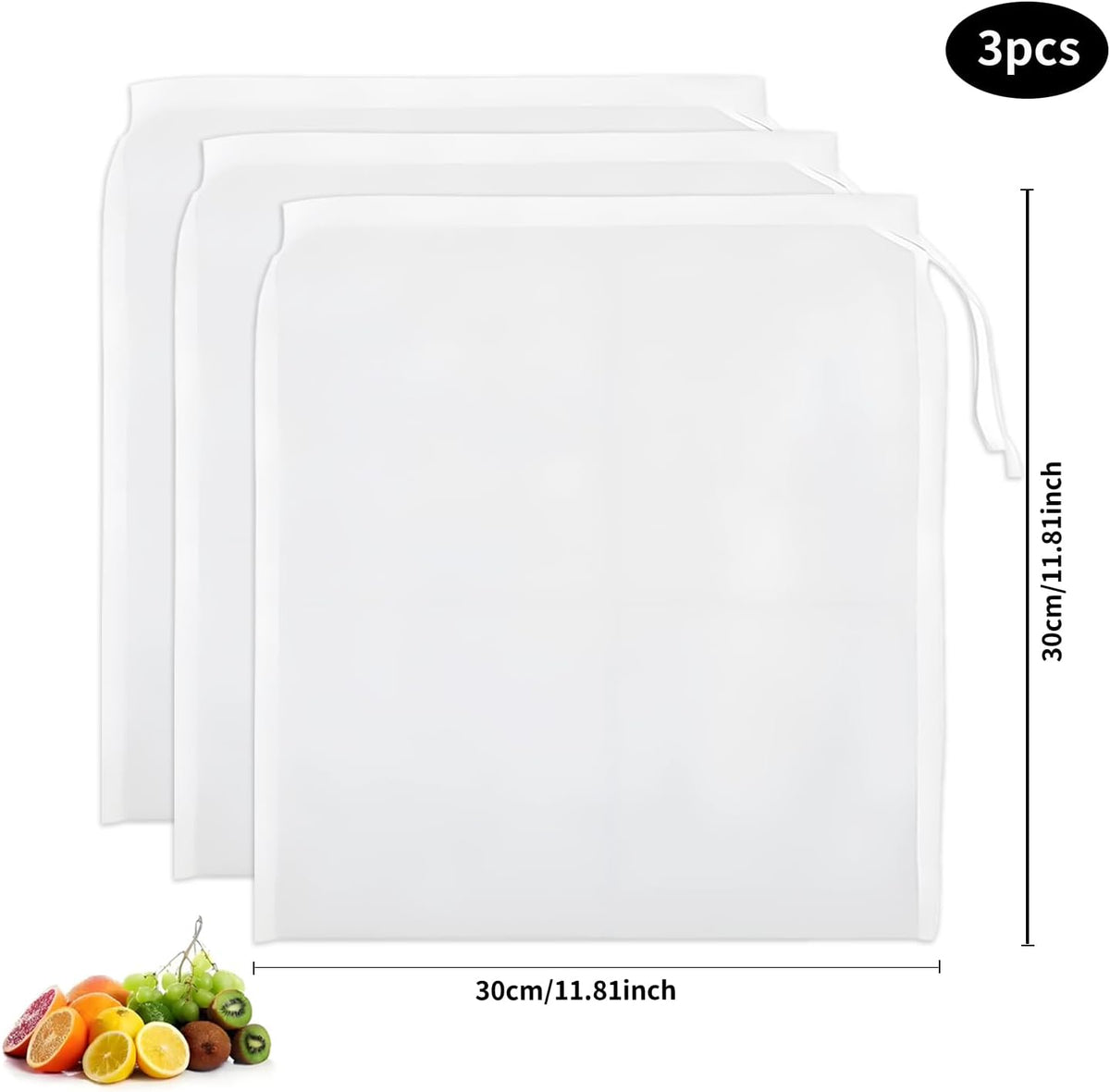 6 Pcs Nut Milk Bag 12 x 8 Inch Yogurt Strainer 200 Mesh Cheese Cloth Bag for Straining Reusable Fine Mesh Strainer for Filtering Yogurt Juice Coffee Tofu Tea Cheese