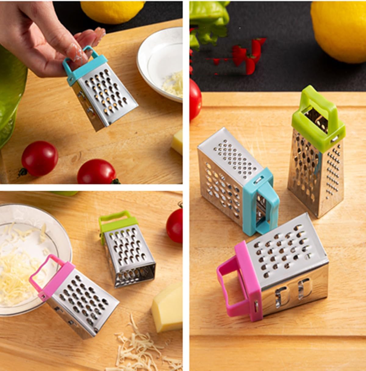 Mini Cheese Grater, 3PCS Stainless Steel Small Box Graters, Professional Box Grater for Kitchen Slicer Cheese, Ginger,Vegetable