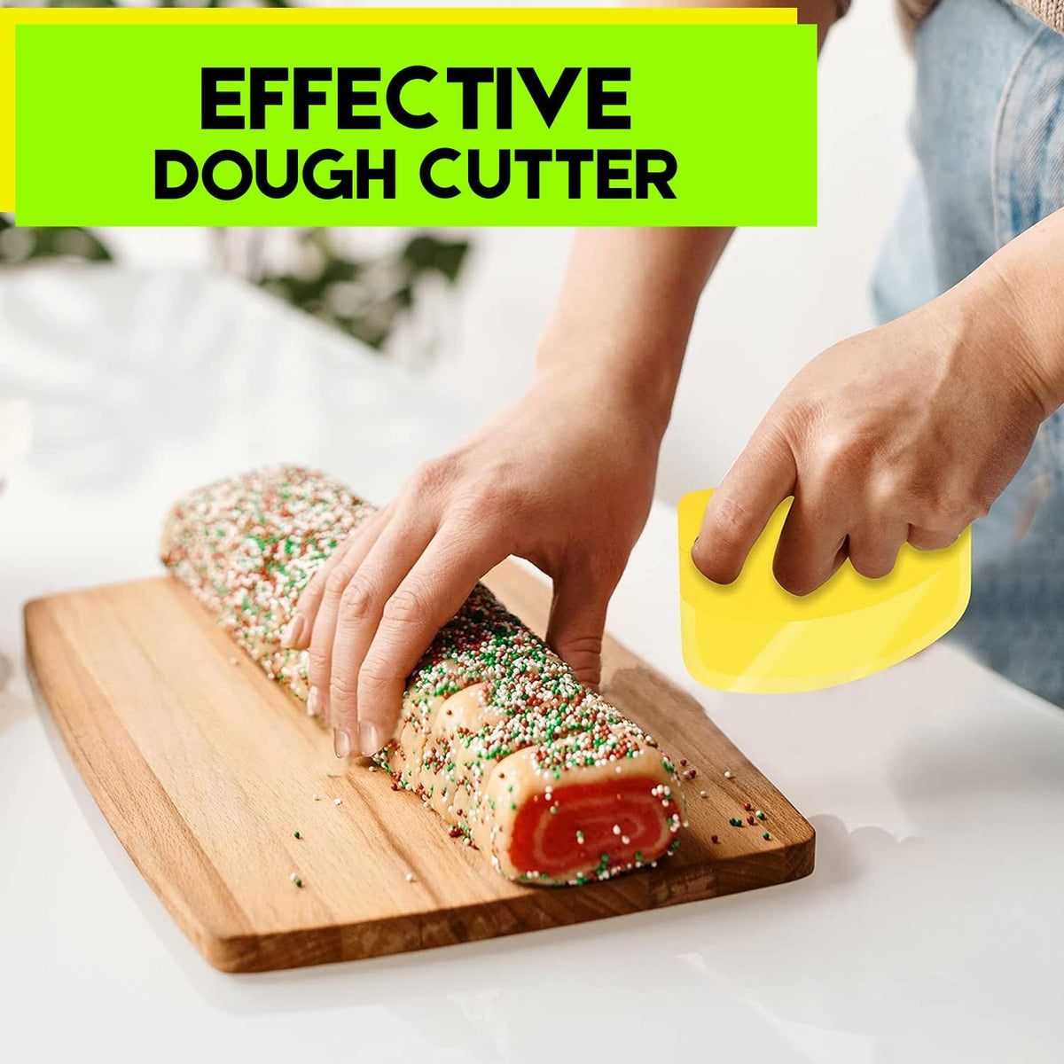 Hard Bench Scraper Dough Scraper - 5.31x3.64'' BPA Free PP Plastic Pastry Bread Baking Making Tools, Cake Bowl Pastry Baking Supplies Cake Dough Fondant Icing Smoother, Green+Pink+White