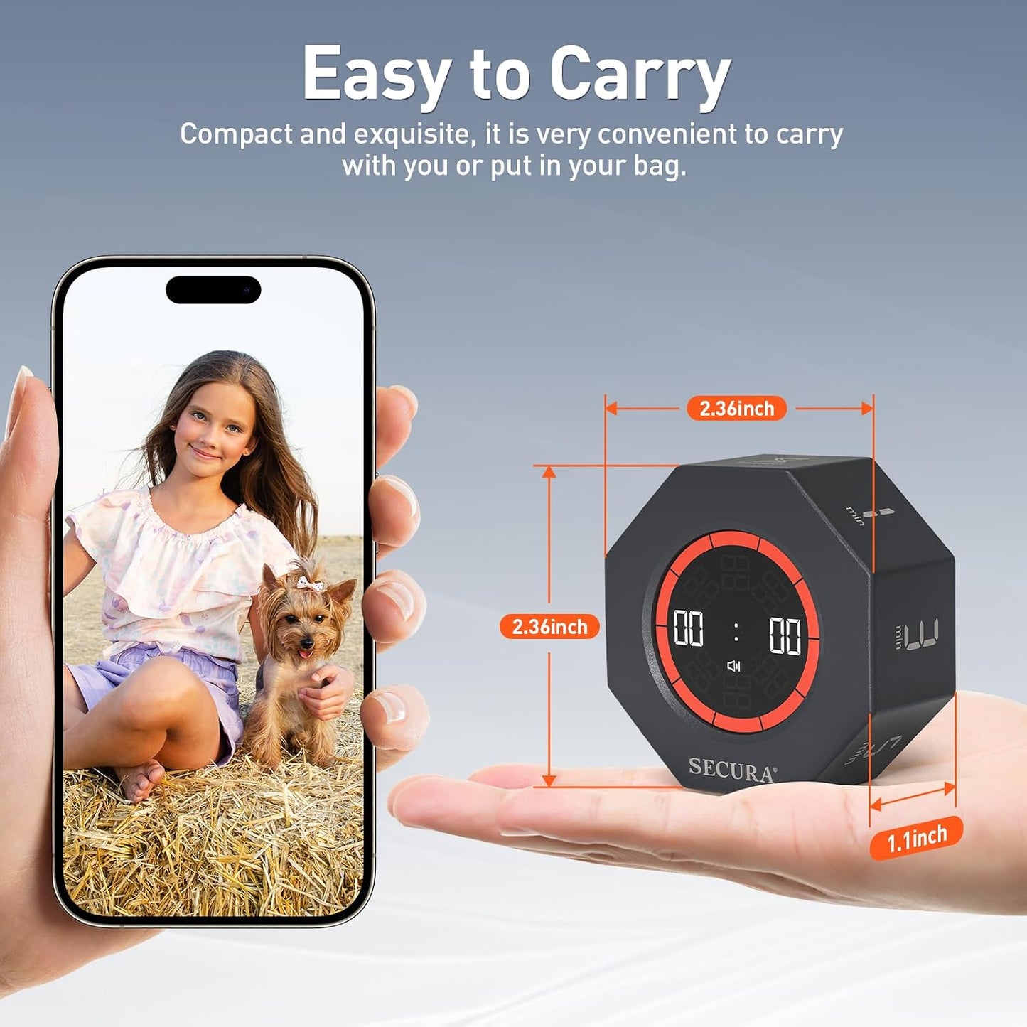 Pomodoro Timer for ADHD & Productivity, Flip Cube Timer with 7 Presets (1/3/5/10/15/30/60 Min), Visual Countdown Progress Bar for Work, Study, Kids & Desk (White)