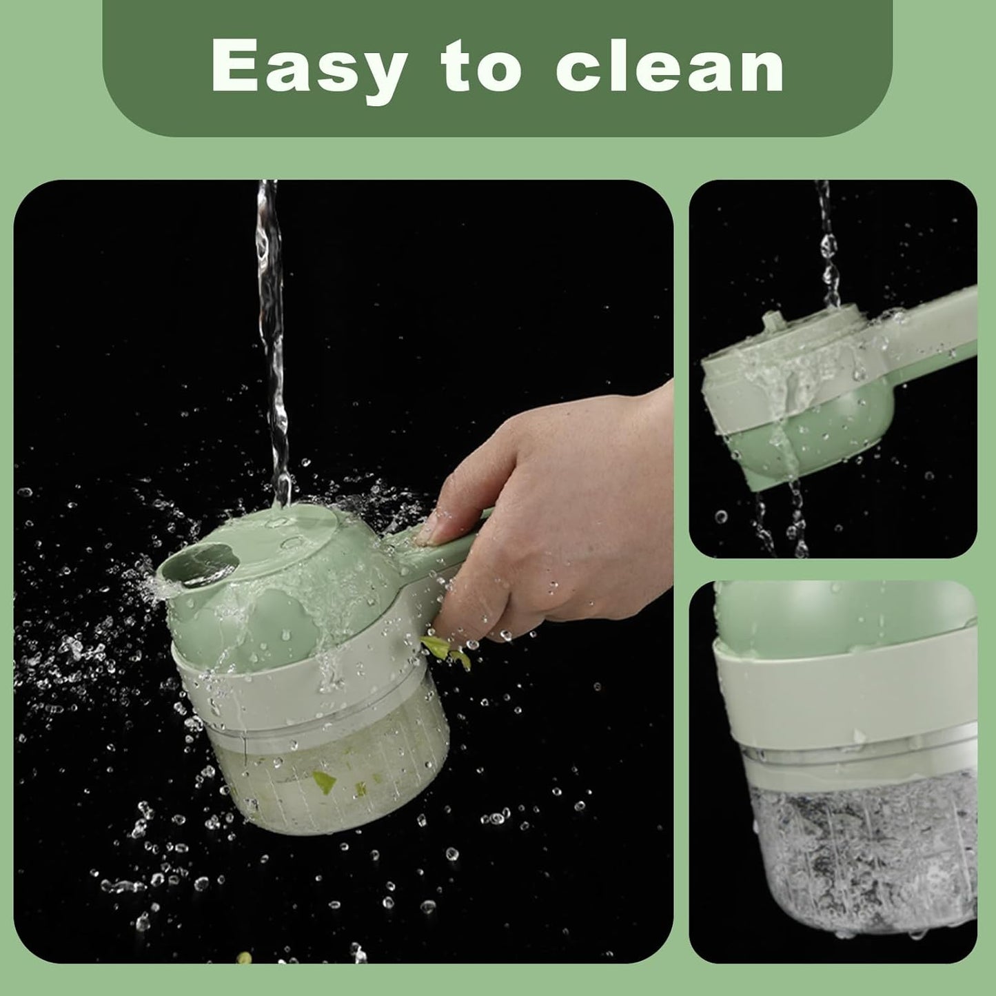4 in 1 Multi-Functional Portable Electric Vegetable Cutter Set, Wireless Vegetable Processor for Garlic, Peppers, Onions, Celery, Ginger, Meat, With Brush, Comes with Egg & Cream Beater.