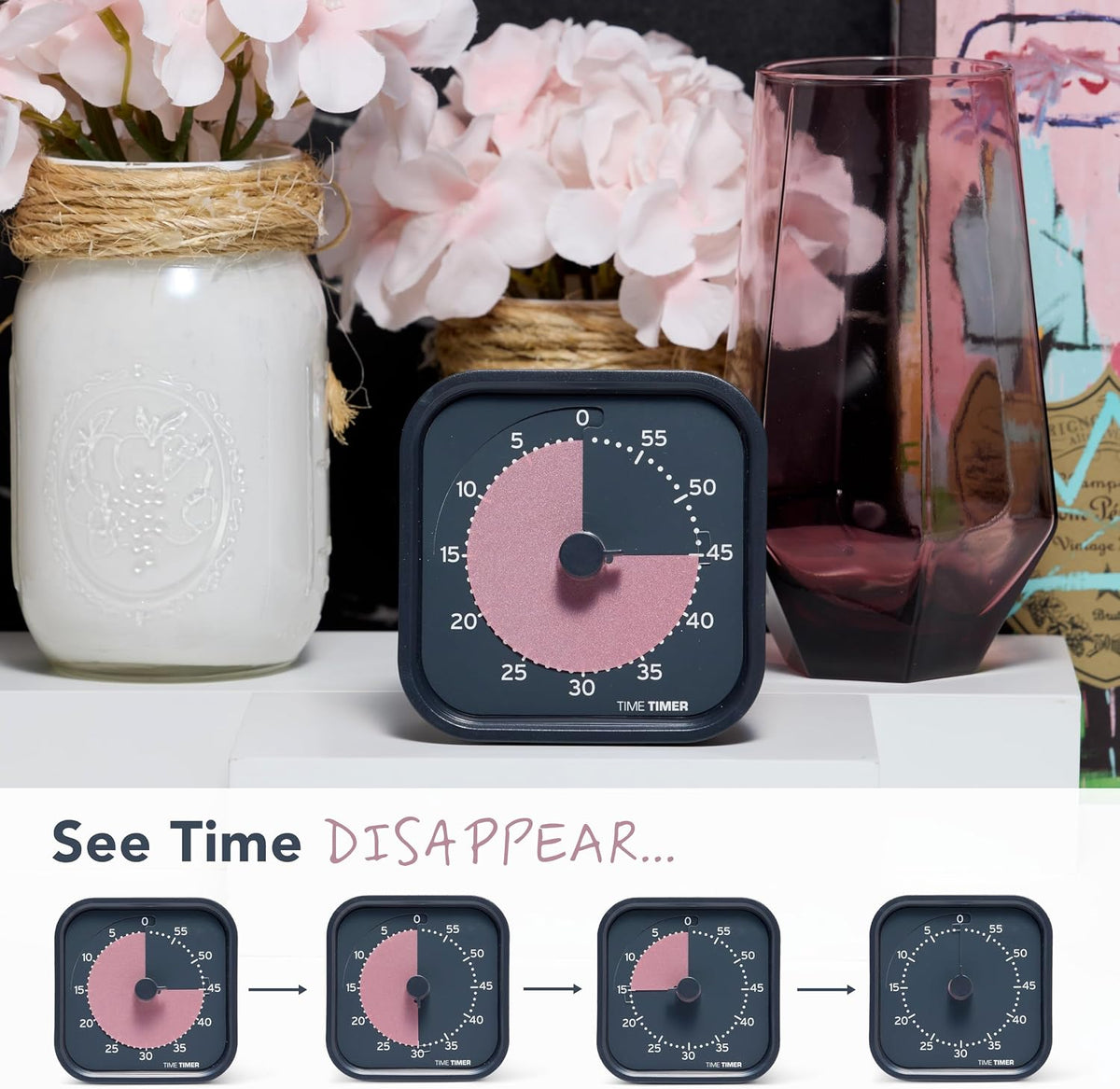 MOD Home - Metallic Series - Individual Sized 60 Minute Visual Countdown Timer for ADHD, Adults, Students, and Pomodoro with Silent Operation (Metallic Forest)