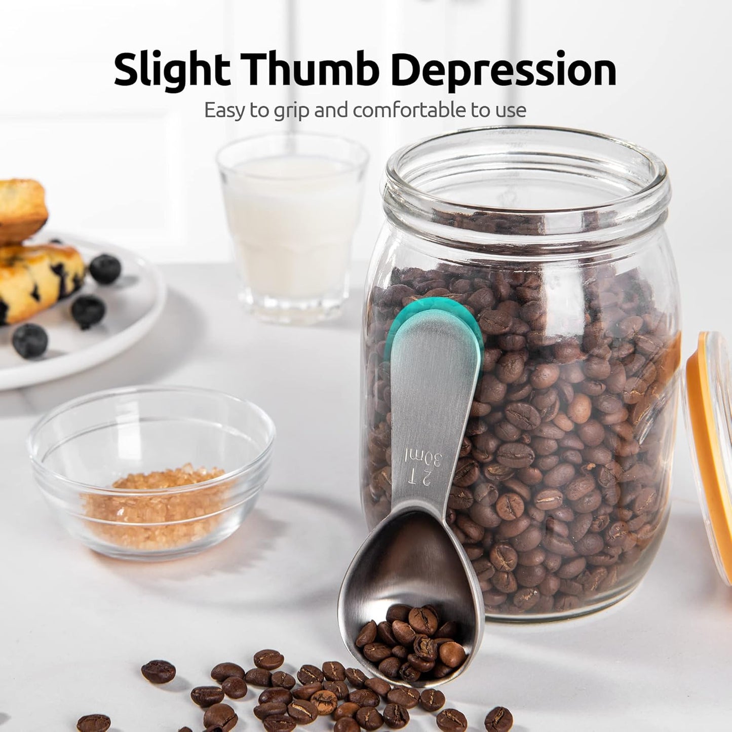 18/8 Stainless Steel Coffee Scoop: 2 Tbsp Scoop Metal Measure Spoon | Stainless Steel Tablespoon Measuring Spoon, Tablespoon Coffee Spoons, Short Handle Tbsp Scooper for Ground Coffee Bean Powder