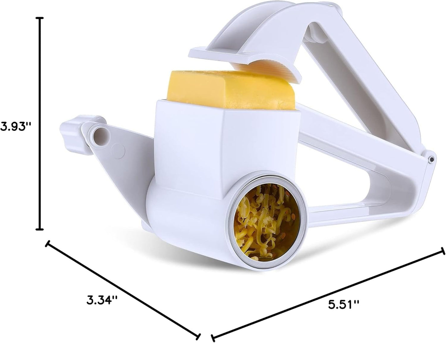 Rotary Cheese Grater Manual Handheld Cheese Grater with Stainless Steel Drum for Grating Hard Chocolate Nuts Kitchen Tool(White,1 Drum)
