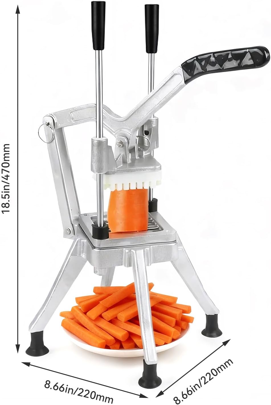 Commercial Vegetable Chopper w/ 4 Replacement Blades, Stainless Steel French Fry Cutter Potato Dicer & Fruit Slicer for Restaurants & Home Kitchen