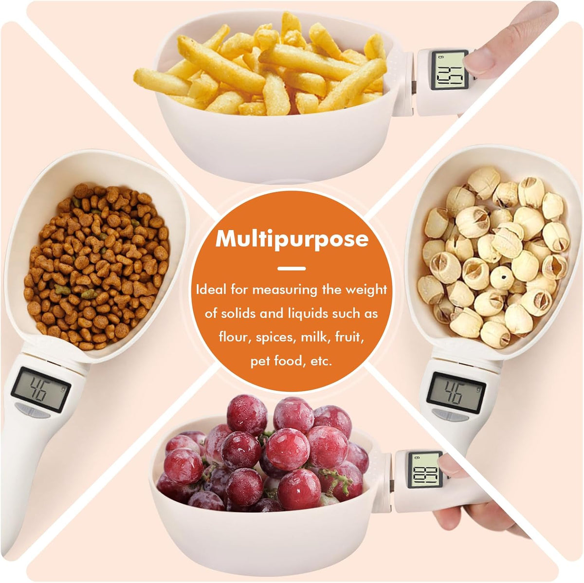 2pcs Digital Measuring Spoon, Digital Food Measuring Scoop Scale,Adjustable Measuring Spoon,Electronic Kitchen Measuring Spoon Scale for Cooking Baking、Kitchen Gadgets,Pet Dog Cat Food