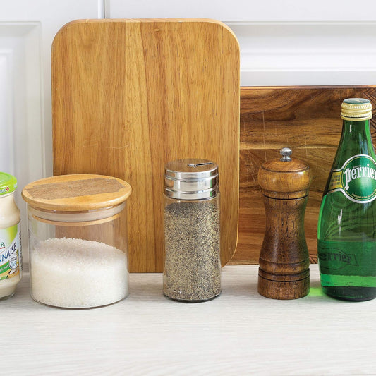 Fox Run 5167 Glass Spice Jar with Stainless Steel Shaker Lid, 6 Ounce, Clear Container for Seasonings, 1 Count (Pack of 1) | 6 Ounce Capacity Glass Spice Seasoning Dispenser | Different Sized Shaking Hole Options | Keep Spices & Blends Fresh Longer