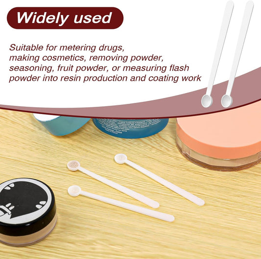 1/32 Teaspoon (0.15 Ml) Measuring Spoon, 32 PCS Plastic Micro Scoops Mini Measuring Spoons Long Handle Tiny Spoons for Cosmetics, Medicine, Glitter and Spicer (White)