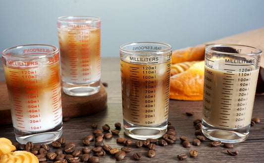 Measuring Cup 4 Ounce/120ML Shot Glass Liquid Heavy High Espresso Glass Cup (Red)
