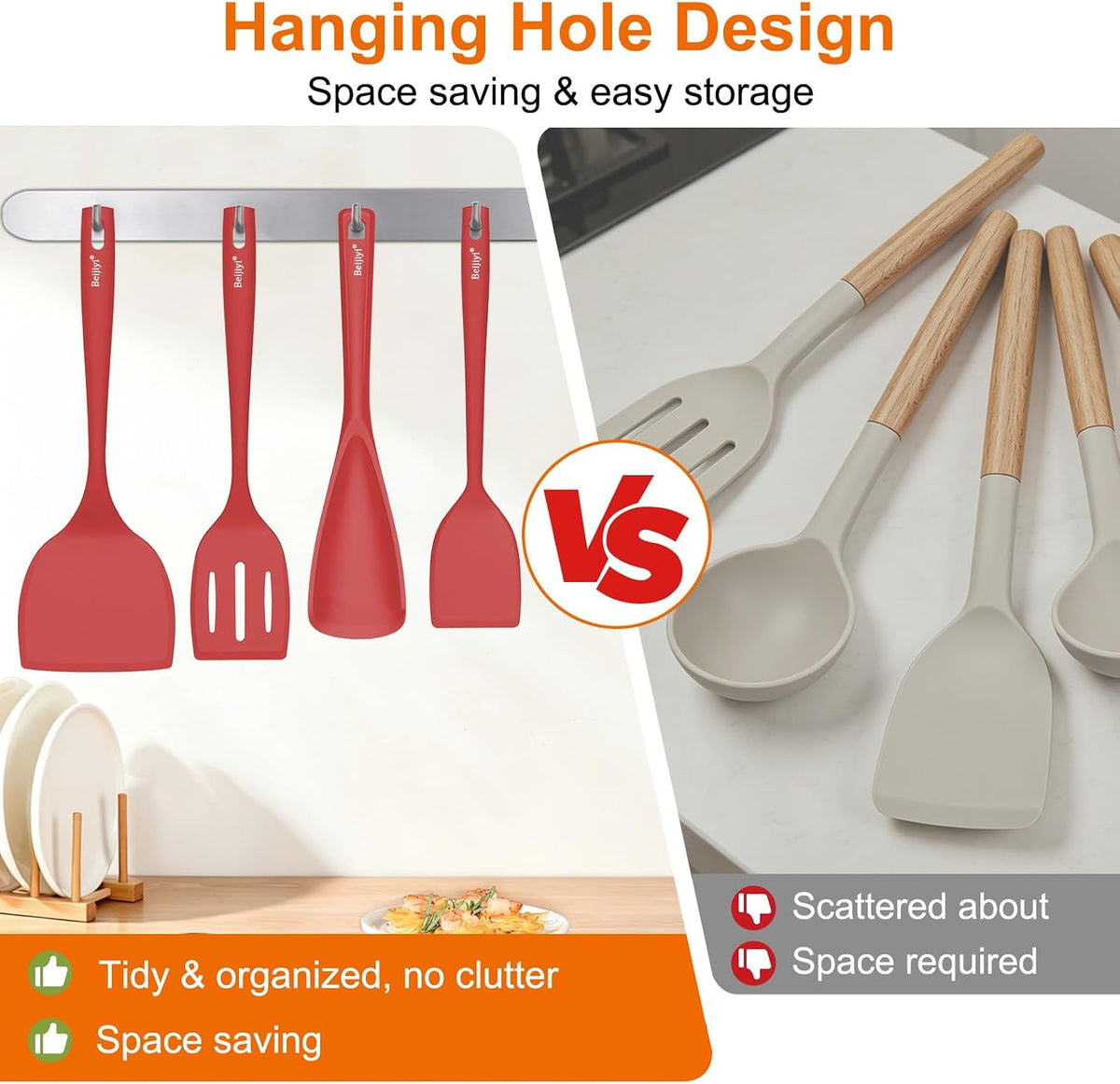 4 Pack Silicone Spatula Set, High Heat Resistant, For Non-Stick Pan