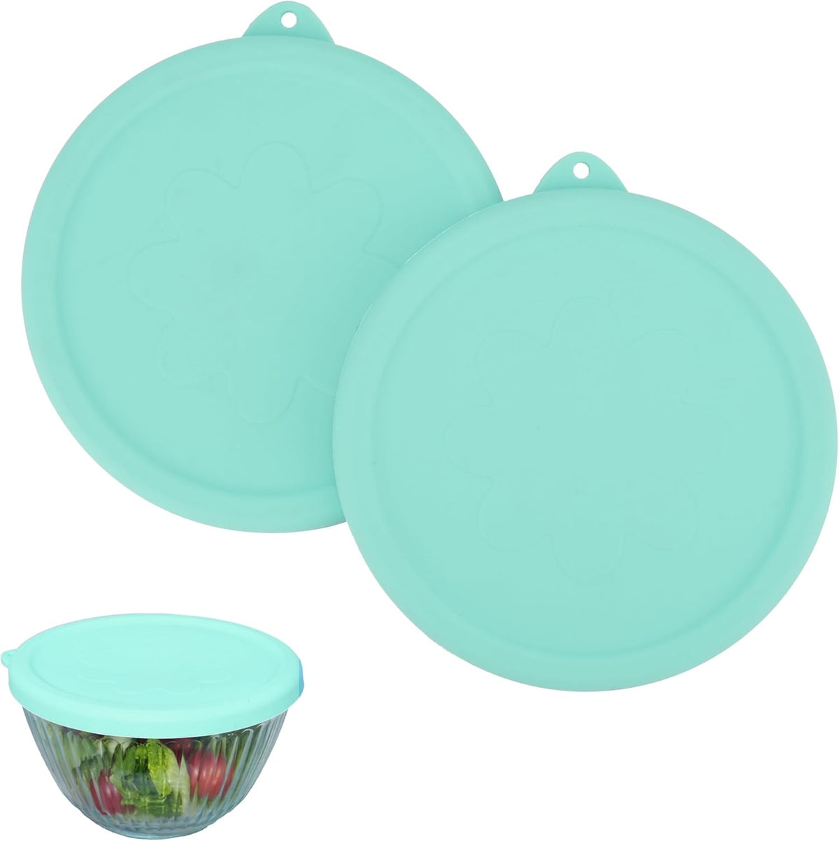 Silicone Lids Fit for Pyrex Sculpted Glass Mixing Bowls, Replacement Lids Compatible with Pyrex 3, 6, 10 Cup & 4.5 Qt Sculpted & Tinted Glass Bowls, Dishwasher Safe (Lid Only)