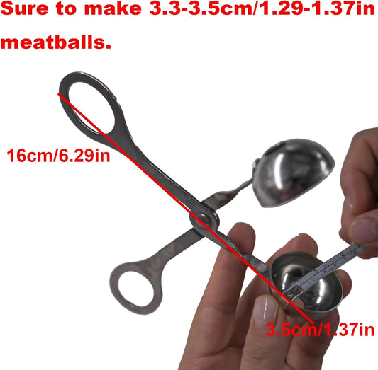 2 Pack Stainless Steel Meat Baller Ball Maker Meatball Scoop None-Stick Baller Tongs Meat Ball Maker Mold Cake Pop,Ice Tongs,Meatball Maker Tool for Kitchen Cooking (1.38")