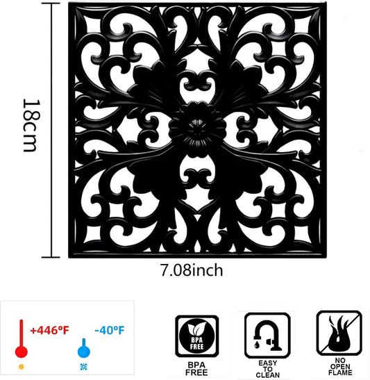 Silicone Trivets Mats-Trivets for Hot Dishes, Table, Countertop, Non-Slip Heat Resistant Modern Kitchen Teapot Trivet - Flexible Trivet Square, Hot Pads for Pots & Pans of 3 Blue