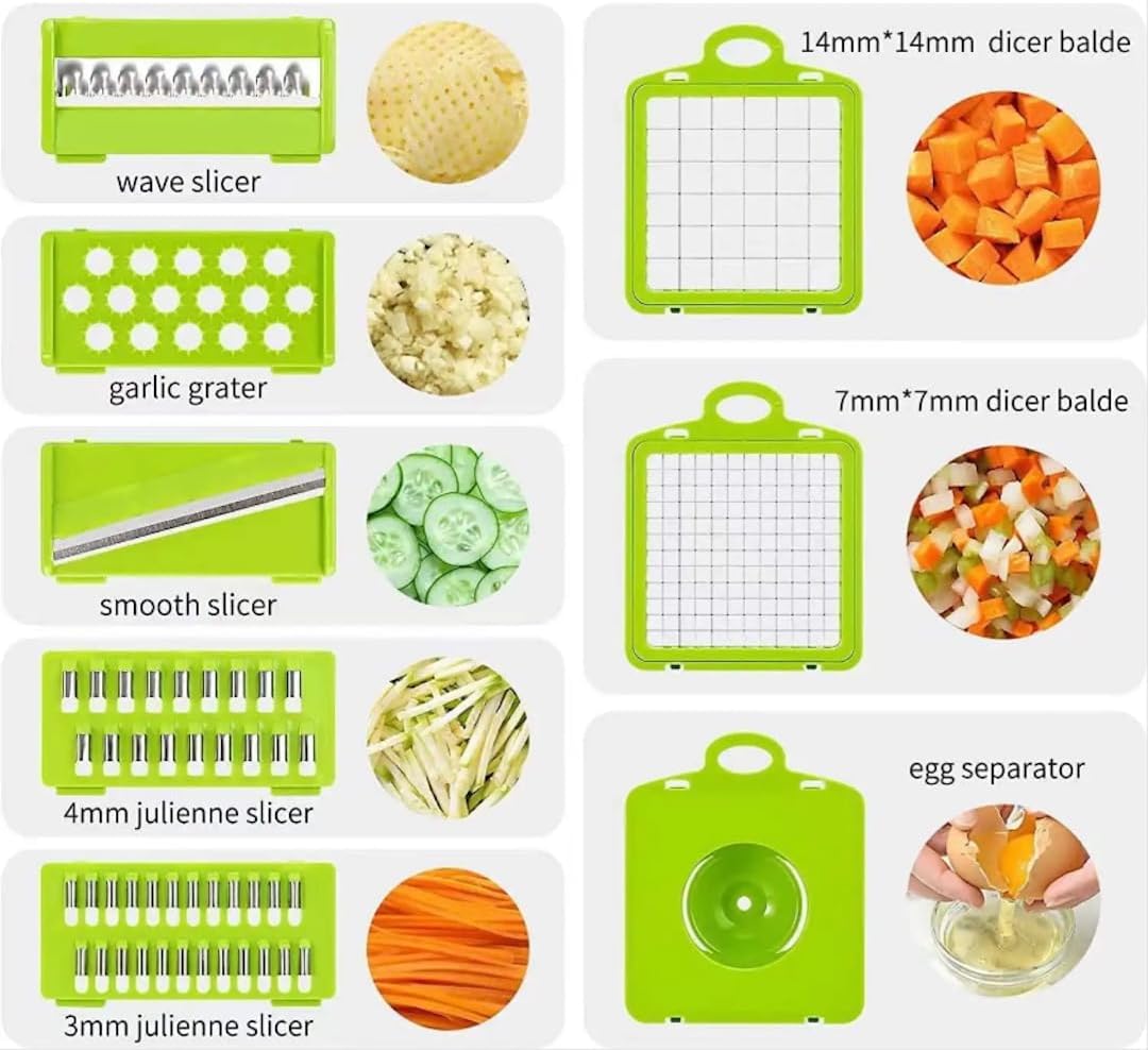 Pro Series 16 in 1 Vegetable Chopper, Onion chopper with Container, Cucumber and Fruit Shredder, Slicer, Veggie Chopper, Must have Kitchen gadget to save your prep time for cooking.