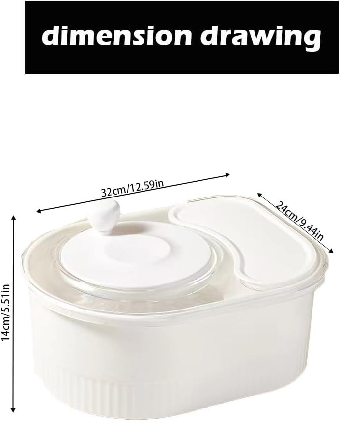 Fruit Cleaner Spinner Efficient Bowl Washing Portable Washing Machine with Lid and Filter (White)