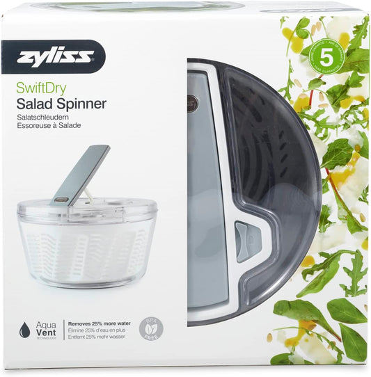 Swift Dry Salad Spinner, Large 6L Capacity, Plastic, White, Unique AquaVent™/One-Handed Fast Pump Action/Quick Brake/Non-Slip Base/Easy Cleaning