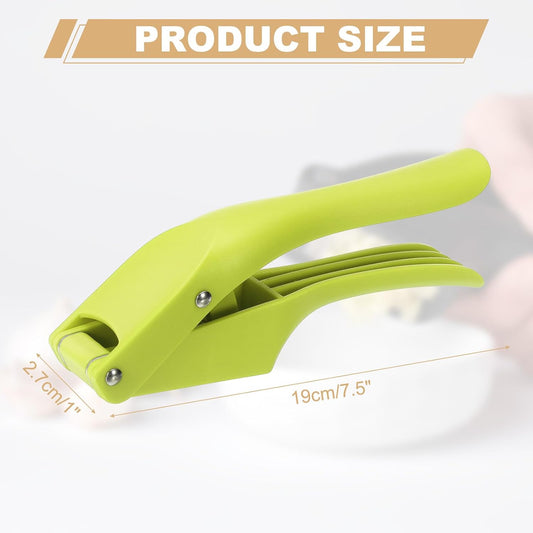 Garlic Press, 7.5 Inch Stainless Steel Garlic Slicer Crusher Tool Kitchen Utensil for Home Cooks and Professional Chefs, Green