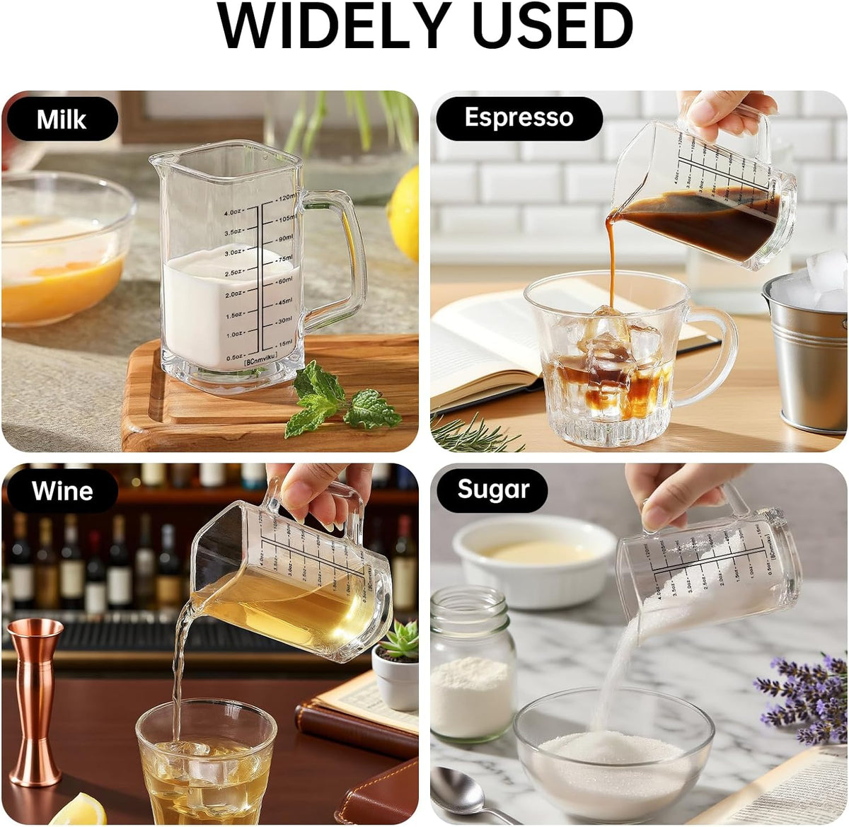 1Pc Shot Glass Measuring Cup, 4 OZ Espresso Shot Cups with Handle and V-Shaped Spout, Small Glass Measuring Cup with Thick Bottom for Baking Cocktail and Coffee (1, Red)