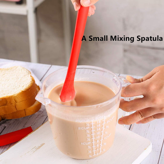 Small Spatulas Set, Silicone Mini Spatulas with Sharp and thin Edge | BPA-Free, Stirring Sourdough Starter, Nonstick, Heat Resistant, Sharp Thin Edge, 10-Inch Handle, Firm & Flexible, 4-Pack
