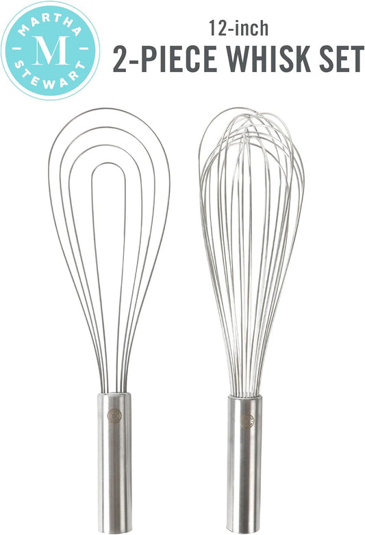 Richburn 2pc 12" Stainless Steel Balloon & Flat Whisk - Satin Finish